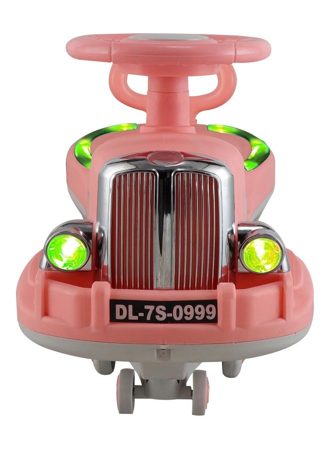 JoyRide Glamour DLX Light-Up Magic Car - Easy Glide Ride-On Toy for Kids | LED Lights, Music & 360° Swivel Wheels | Push Swing Car for Indoor/Outdoor Fun Ages 2+ Years (Peach) - Image 1